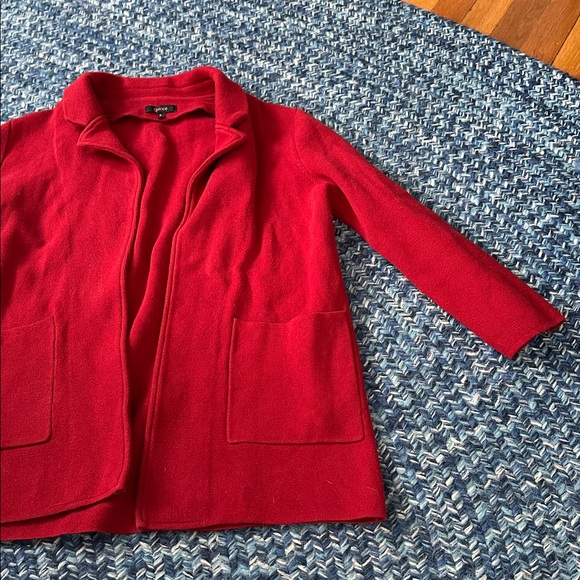Quince 100% Organic Cotton Knit Blazer Open Front, red - Picture 4 of 6